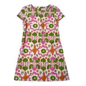 VTG Y2K Utility Canvas Preppy Pink Green Dress Made in USA sz XS Twee Indie Boho